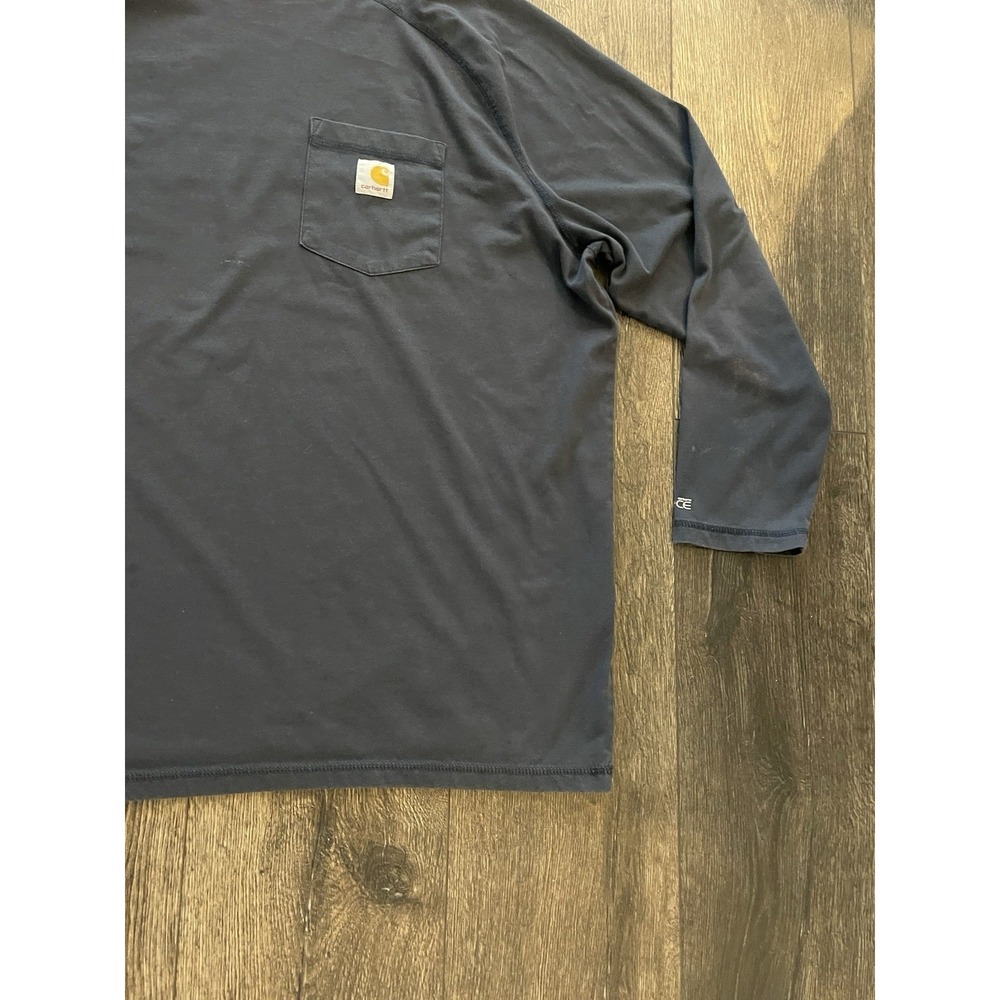 Carhartt Shirt Mens 2XL Blue Long Sleeve Tee Heavyweight Workwear Relaxed Fit - Picture 4 of 9